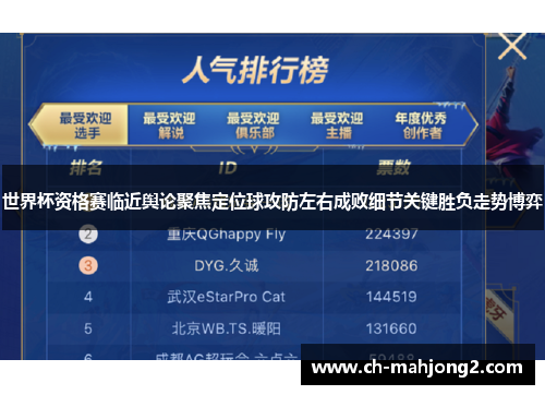 世界杯资格赛临近舆论聚焦定位球攻防左右成败细节关键胜负走势博弈